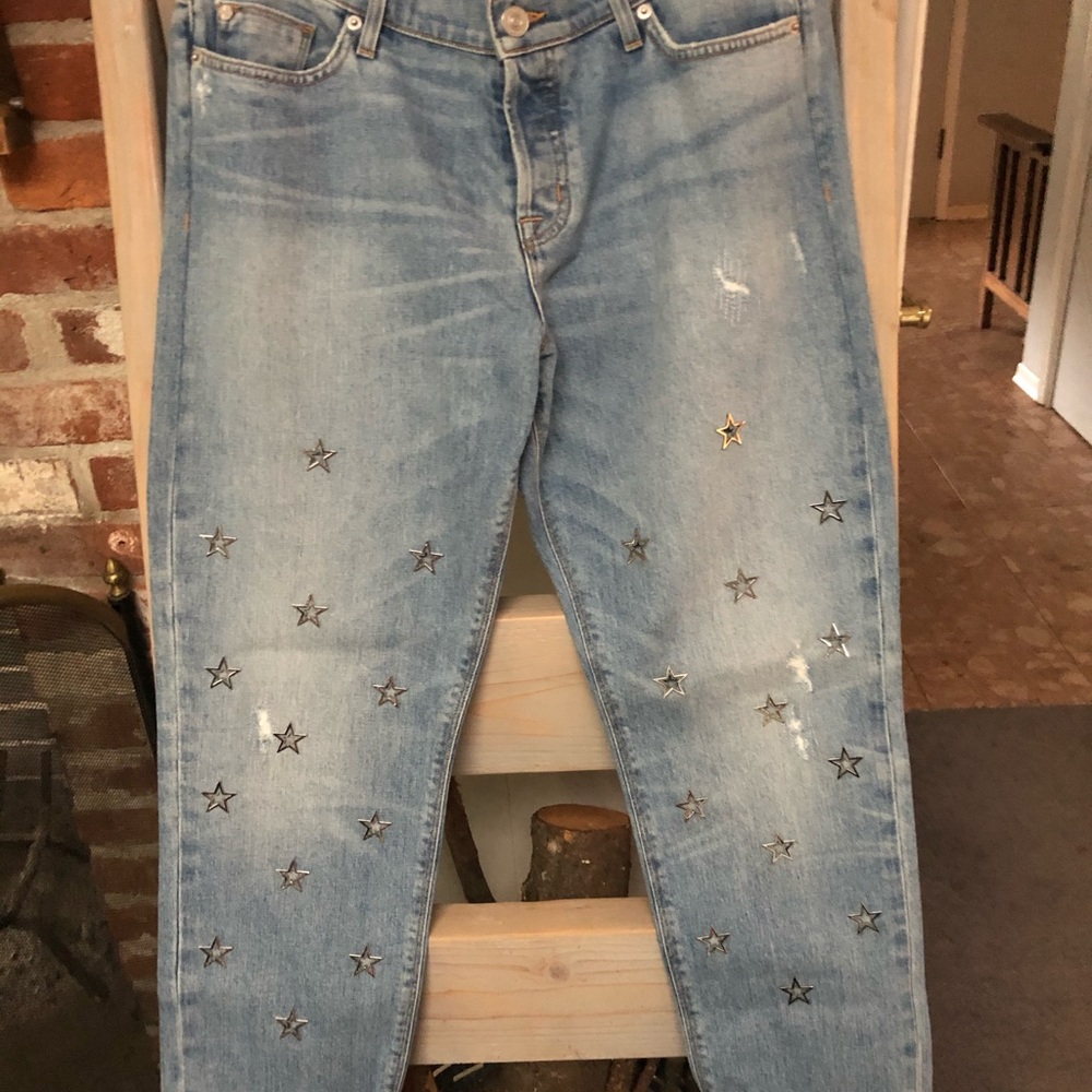 Hudson Riley Studded Star straight leg Jeans
